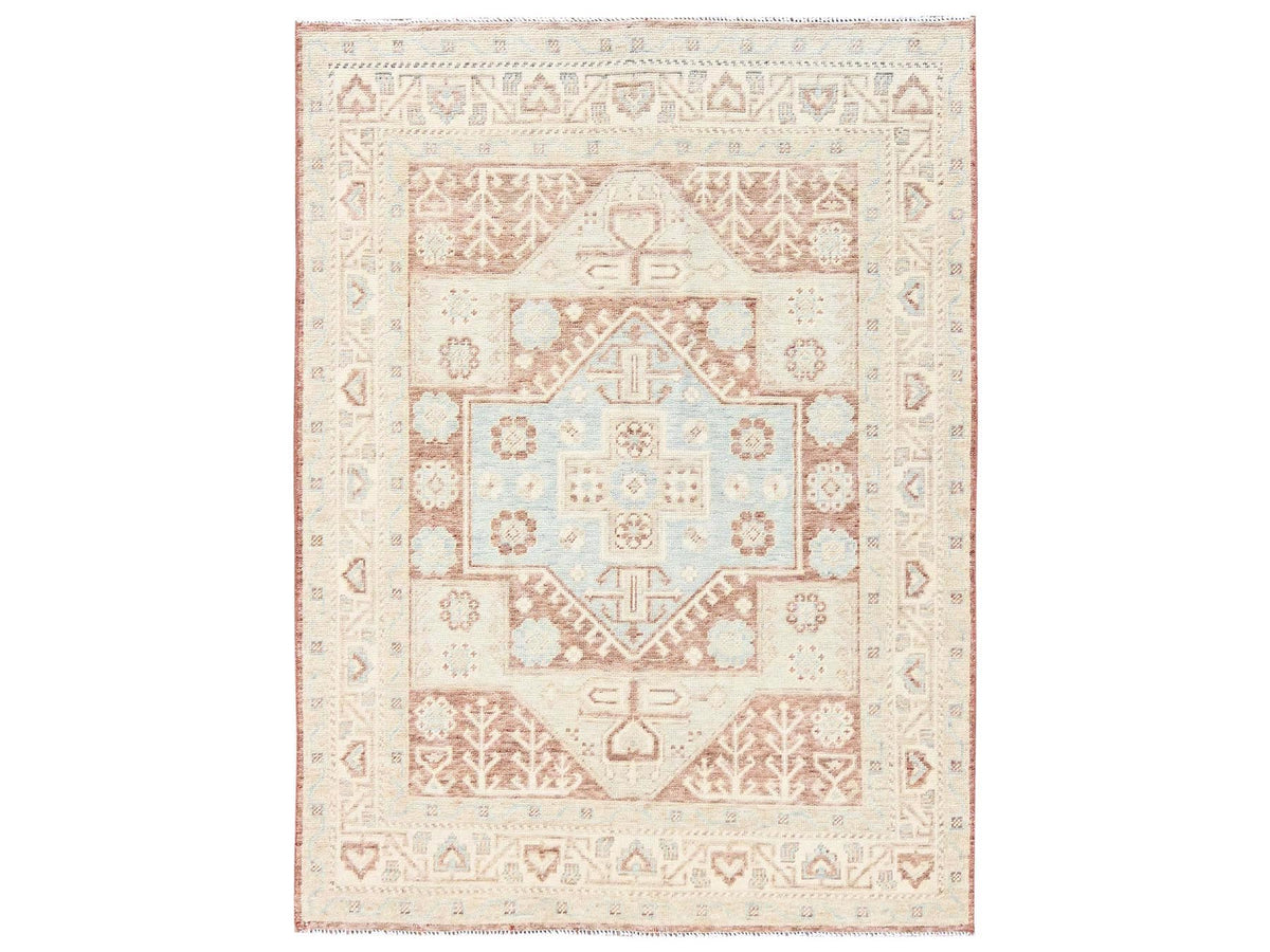 Oushak hand-knotted wool rug in Brown & Ivory, 5' x 6'10" — SKU O02794