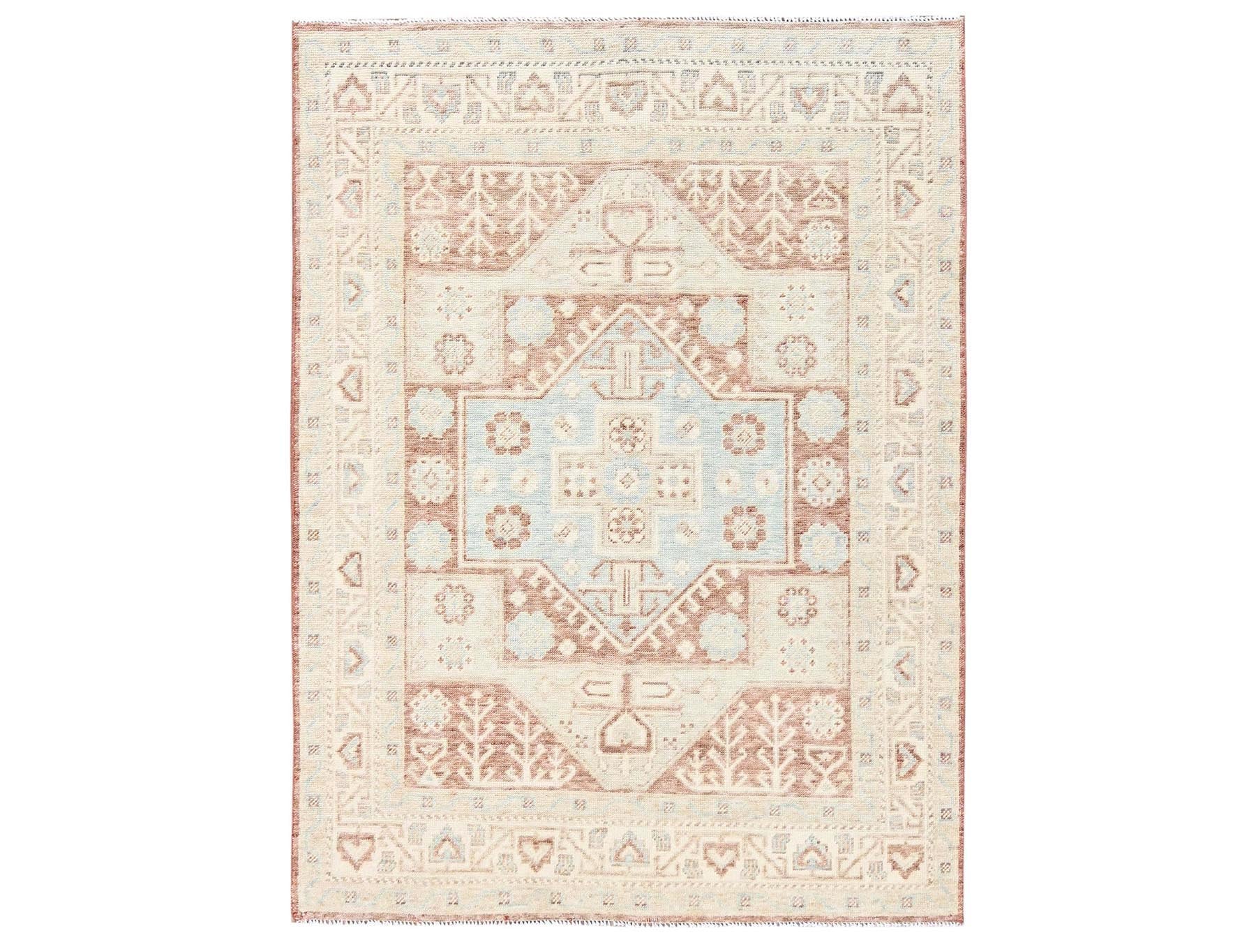 Oushak hand-knotted wool rug in Brown & Ivory, 5' x 6'10" — SKU O02794