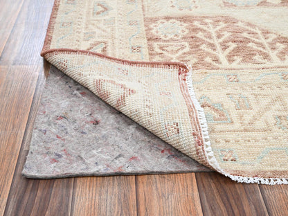 Brown 5'0" x 6'10" Oushak And Peshawar Hand knotted Wool Rug - Sku: O02794