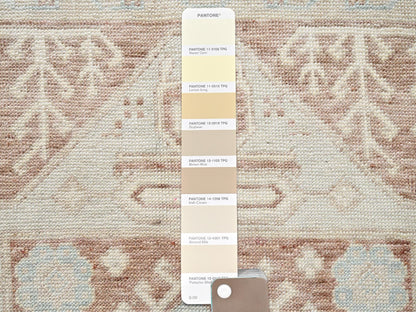 Brown 5'0" x 6'10" Oushak And Peshawar Hand knotted Wool Rug - Sku: O02794