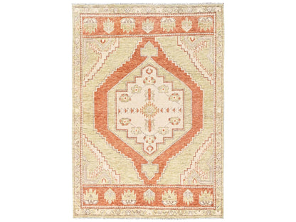 Brown 4'10" x 6'9" Oushak And Peshawar Hand knotted Wool Rug - Sku: O02796