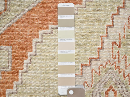 Brown 4'10" x 6'9" Oushak And Peshawar Hand knotted Wool Rug - Sku: O02796