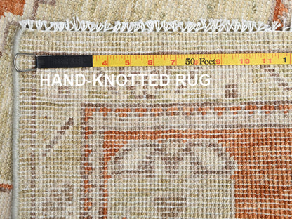 Brown 4'10" x 6'9" Oushak And Peshawar Hand knotted Wool Rug - Sku: O02796