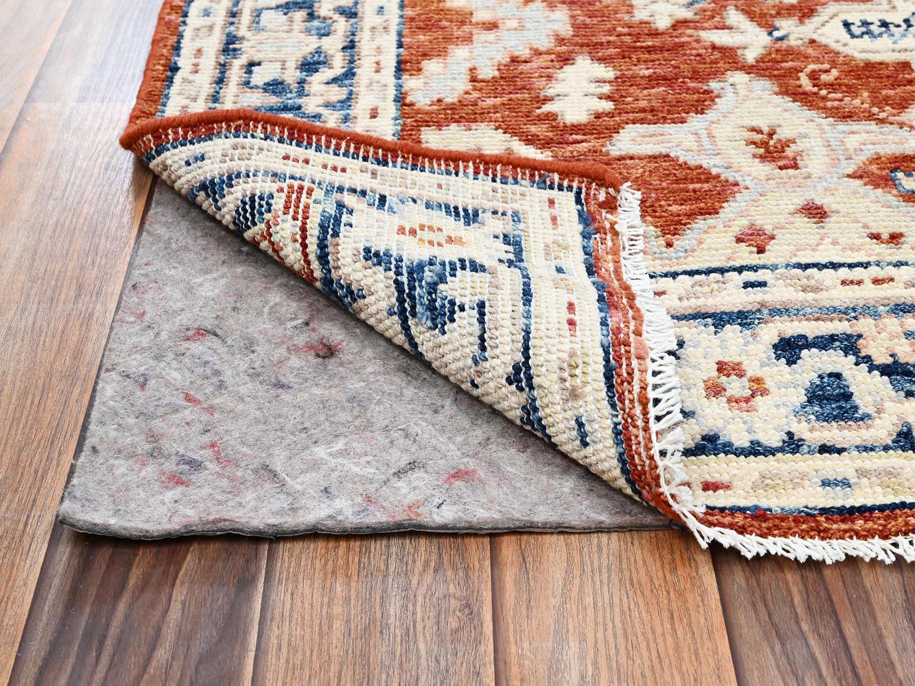 Oushak hand-knotted wool rug in Red & Navy Blue, 4'11" x 6'11" — SKU O02797 (view 3)