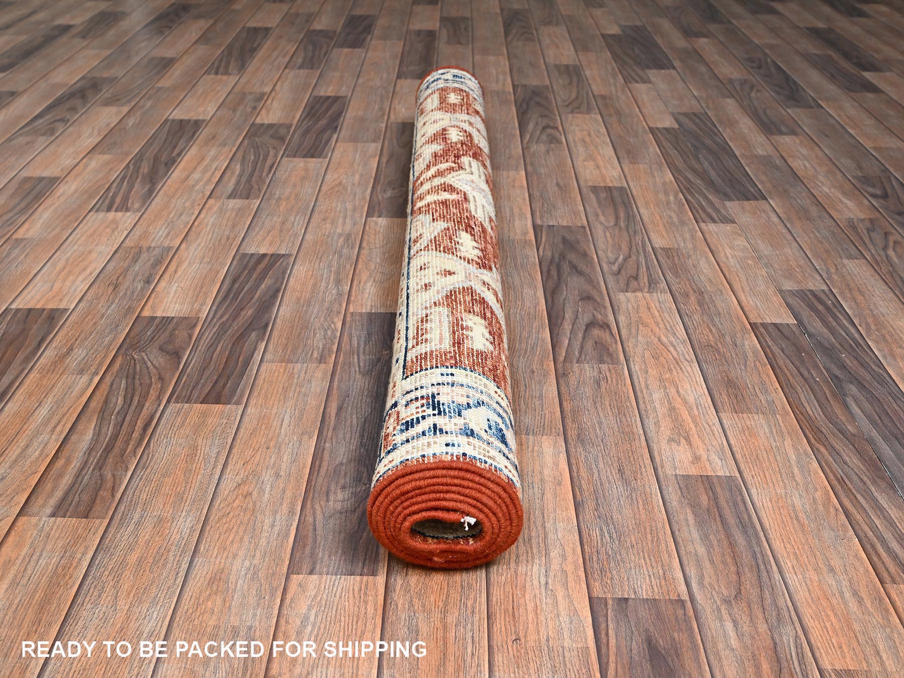 Oushak hand-knotted wool rug in Red & Navy Blue, 4'11" x 6'11" — SKU O02797 (view 5)