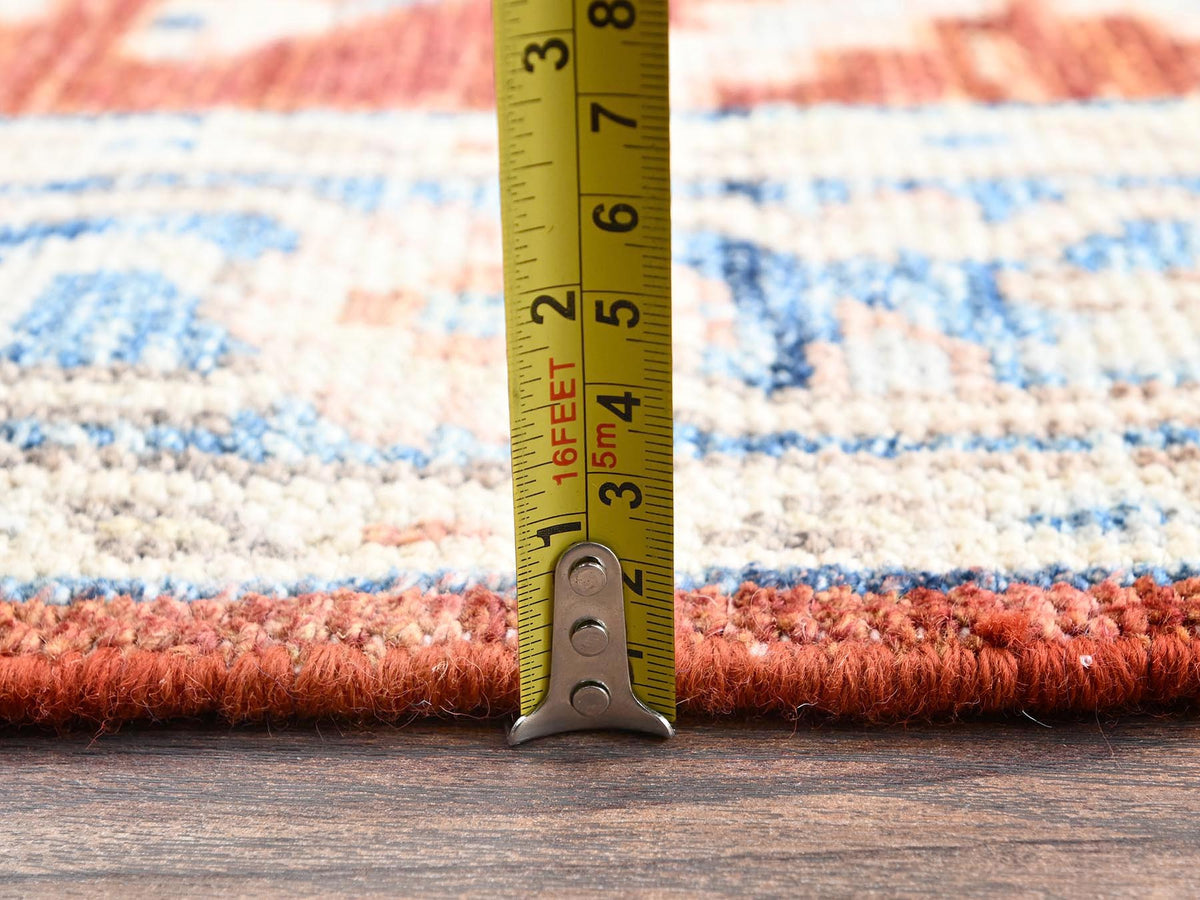 Oushak hand-knotted wool rug in Red & Navy Blue, 4'11" x 6'11" — SKU O02797 (view 6)