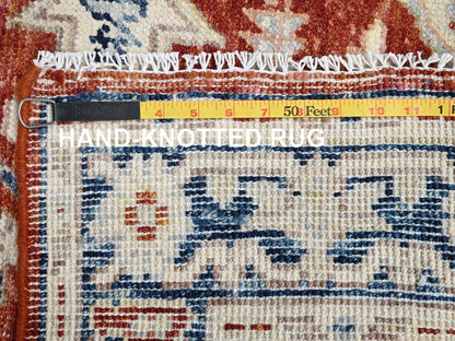 Oushak hand-knotted wool rug in Red & Navy Blue, 4'11" x 6'11" — SKU O02797 (view 7)