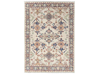 Heriz Tribal & Geometric hand-knotted wool rug in Ivory & Gray, 4'10" x 6'9" — SKU O02800