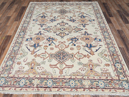 Heriz Tribal & Geometric hand-knotted wool rug in Ivory & Gray, 4'10" x 6'9" — SKU O02800 (view 2)