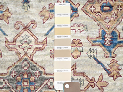 Ivory 4'10" x 6'9" Tribal & Geometric Hand knotted Wool Rug - Sku: O02800
