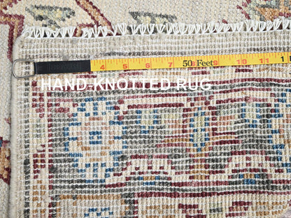Heriz Tribal & Geometric hand-knotted wool rug in Ivory & Gray, 4'10" x 6'9" — SKU O02800 (view 7)