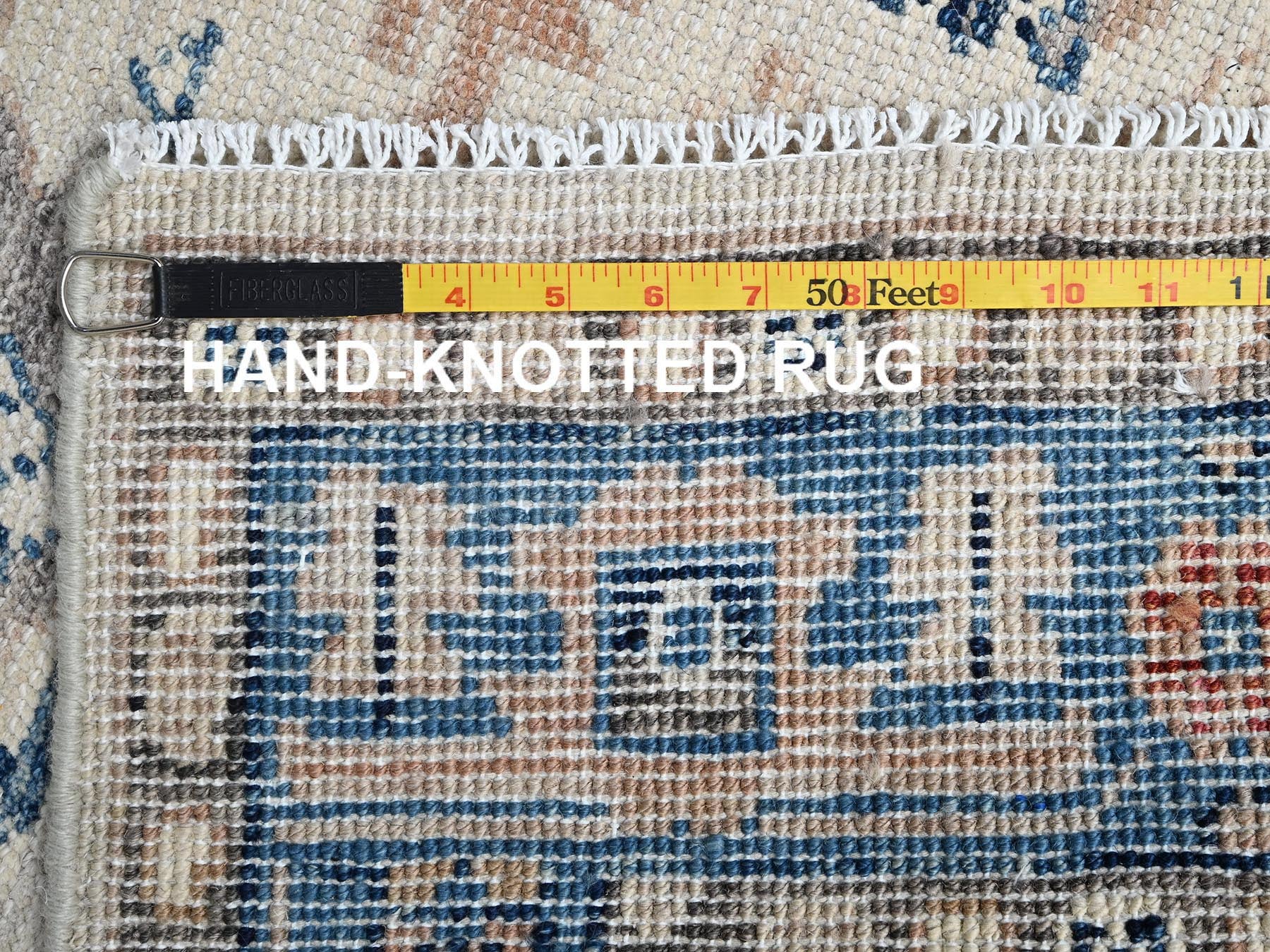 Heriz Tribal & Geometric hand-knotted wool rug in Ivory & Blue, 4'10" x 7'1" — SKU O02801 (view 7)