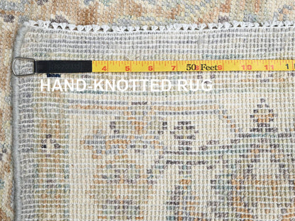 Heriz Tribal & Geometric hand-knotted wool rug in Gray & Ivory, 4'9" x 7' — SKU O02802 (view 7)
