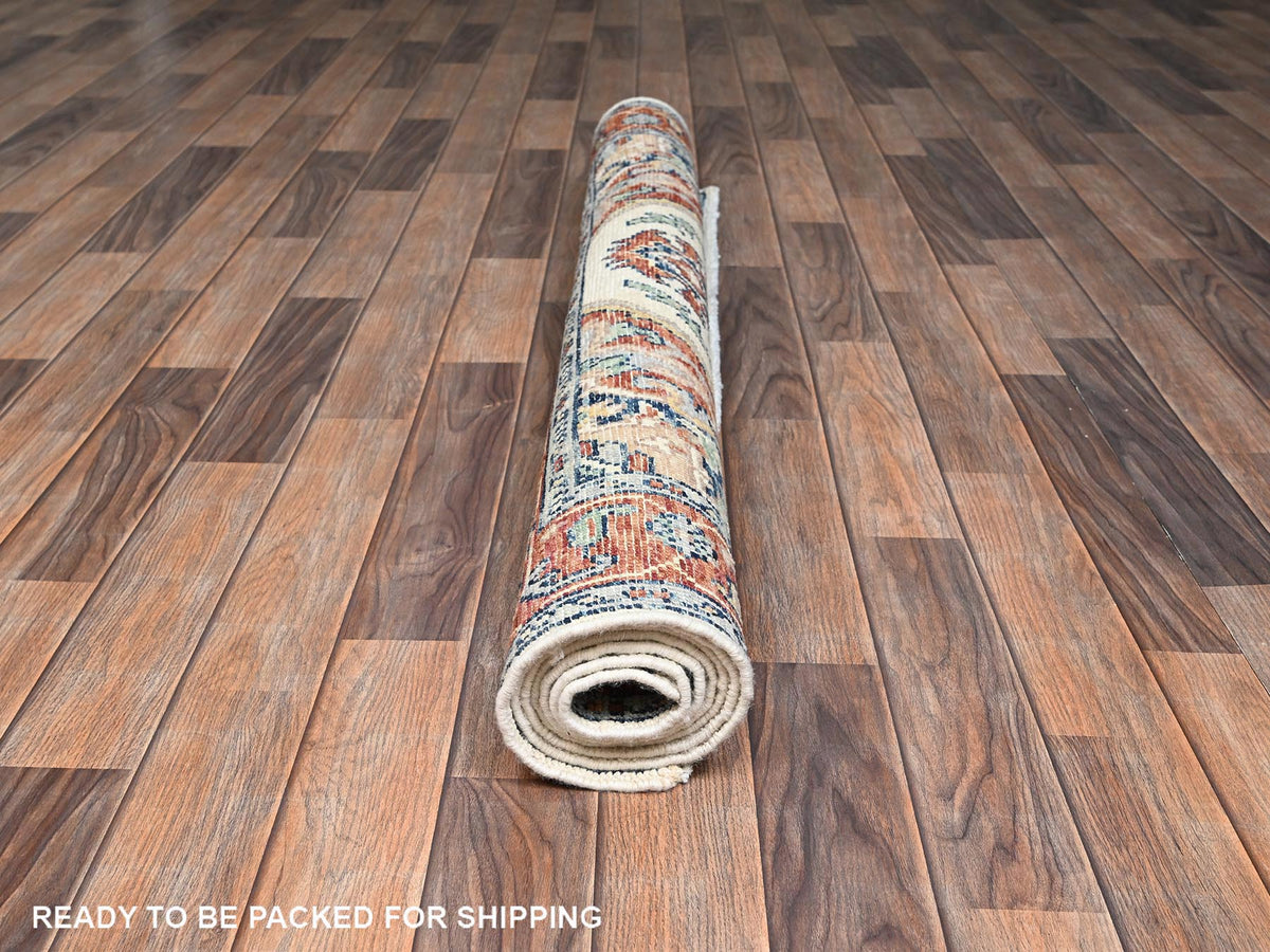Heriz Tribal & Geometric hand-knotted wool rug in Ivory & Rust, 4'10" x 6'9" — SKU O02803 (view 5)