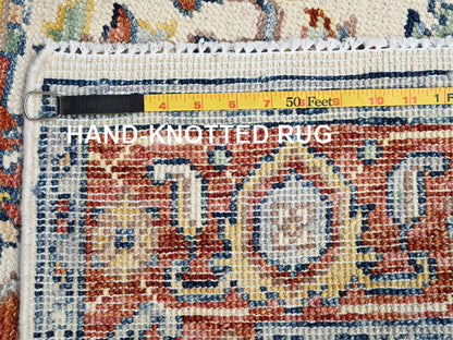 Heriz Tribal & Geometric hand-knotted wool rug in Ivory & Rust, 4'10" x 6'9" — SKU O02803 (view 7)