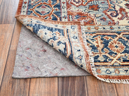 Heriz Tribal & Geometric hand-knotted wool rug in Red & Navy Blue, 4'9" x 6'9" — SKU O02804 (view 3)