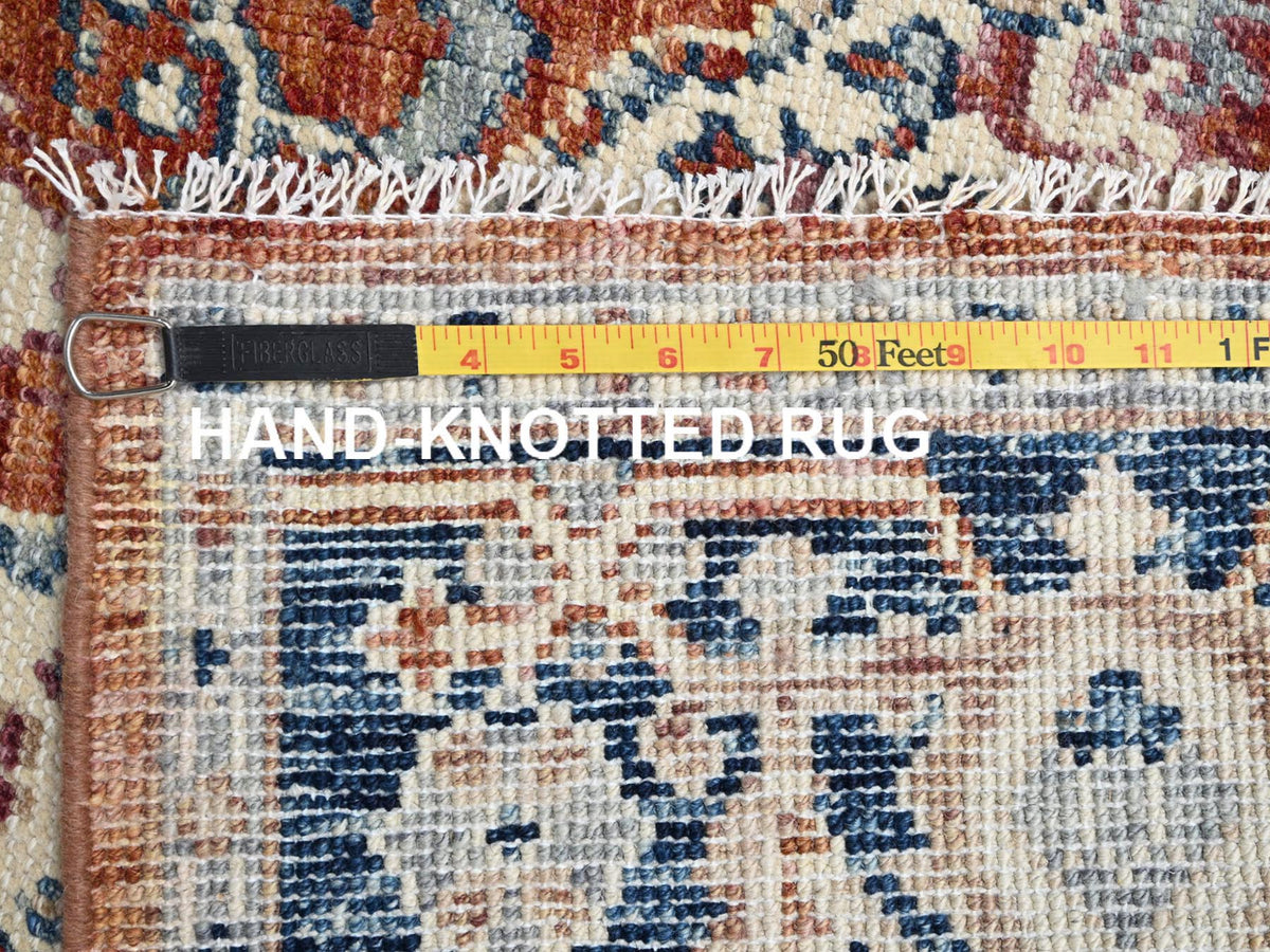 Heriz Tribal & Geometric hand-knotted wool rug in Red & Navy Blue, 4'9" x 6'9" — SKU O02804 (view 7)
