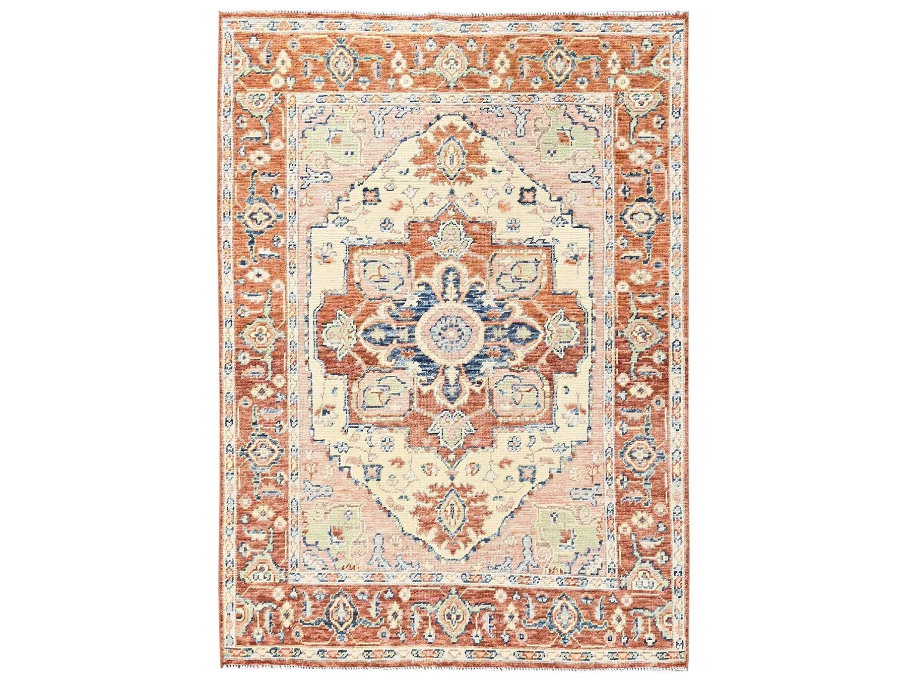 Beige 4'10" x 6'10" Tribal & Geometric Hand knotted Wool Rug - Sku: O02805