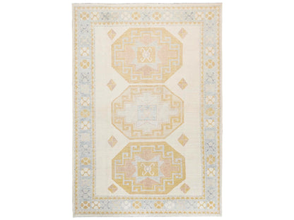 Oushak hand-knotted wool rug in Ivory & Light Blue, 9'7" x 13'11" — SKU O02806