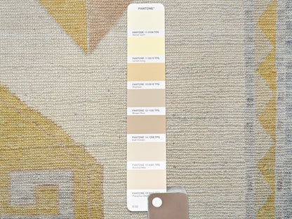 Oushak hand-knotted wool rug in Ivory & Light Blue, 9'7" x 13'11" — SKU O02806 (view 8)