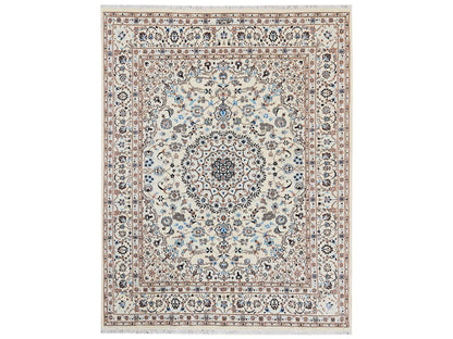 Nain Fine Oriental hand-knotted wool/silk rug in Ivory, 8' x 10'1" — SKU O02807