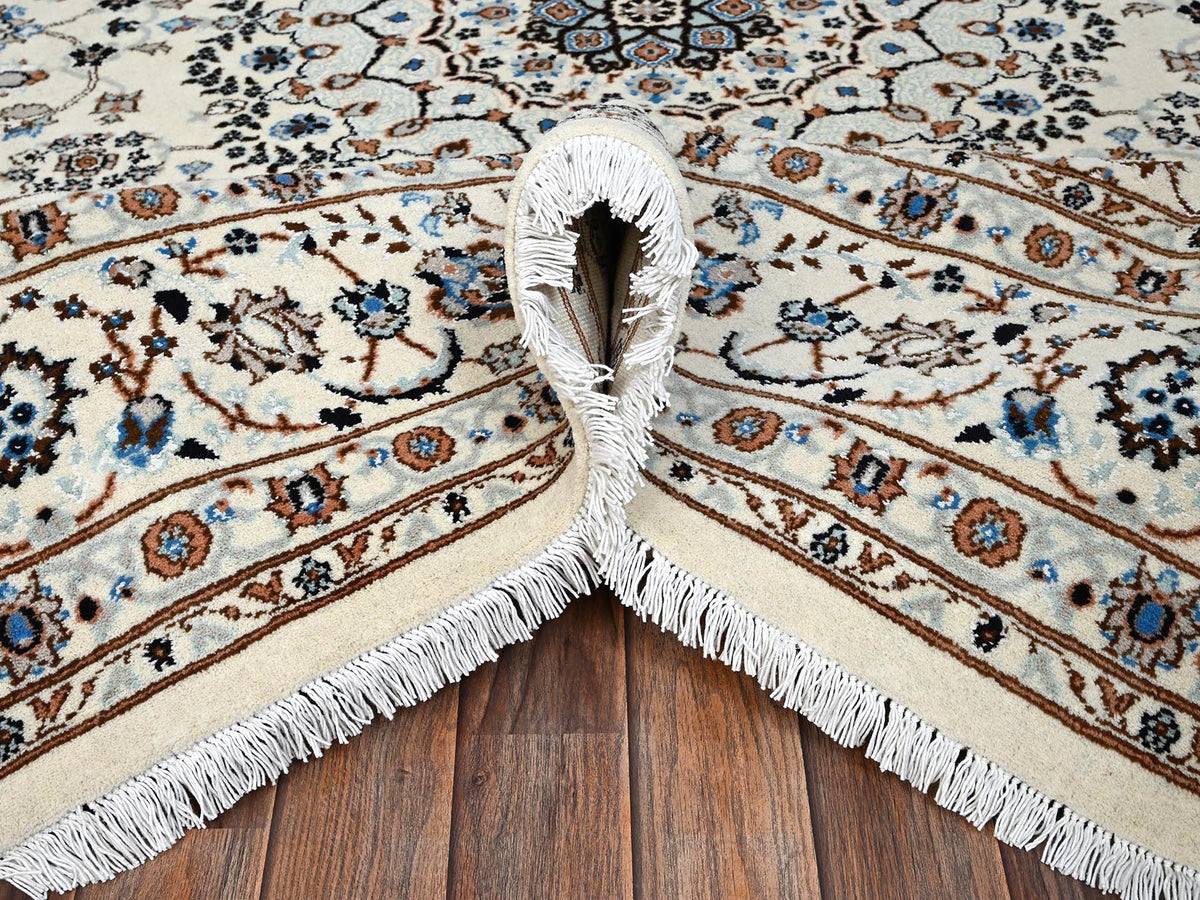 Nain Fine Oriental hand-knotted wool/silk rug in Ivory, 8' x 10'1" — SKU O02807 (view 6)