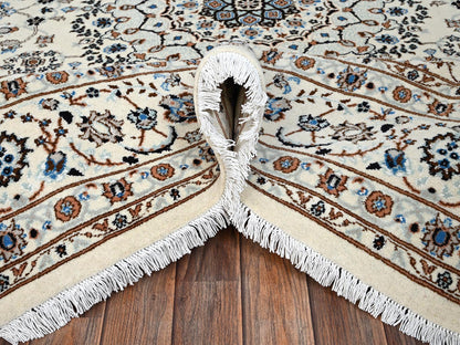 Nain Fine Oriental hand-knotted wool/silk rug in Ivory, 8' x 10'1" — SKU O02807 (view 6)