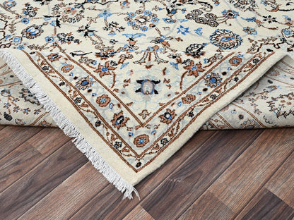 Ivory 8'0" x 10'1" Fine Oriental Hand knotted Wool/Silk Rug - Sku: O02807