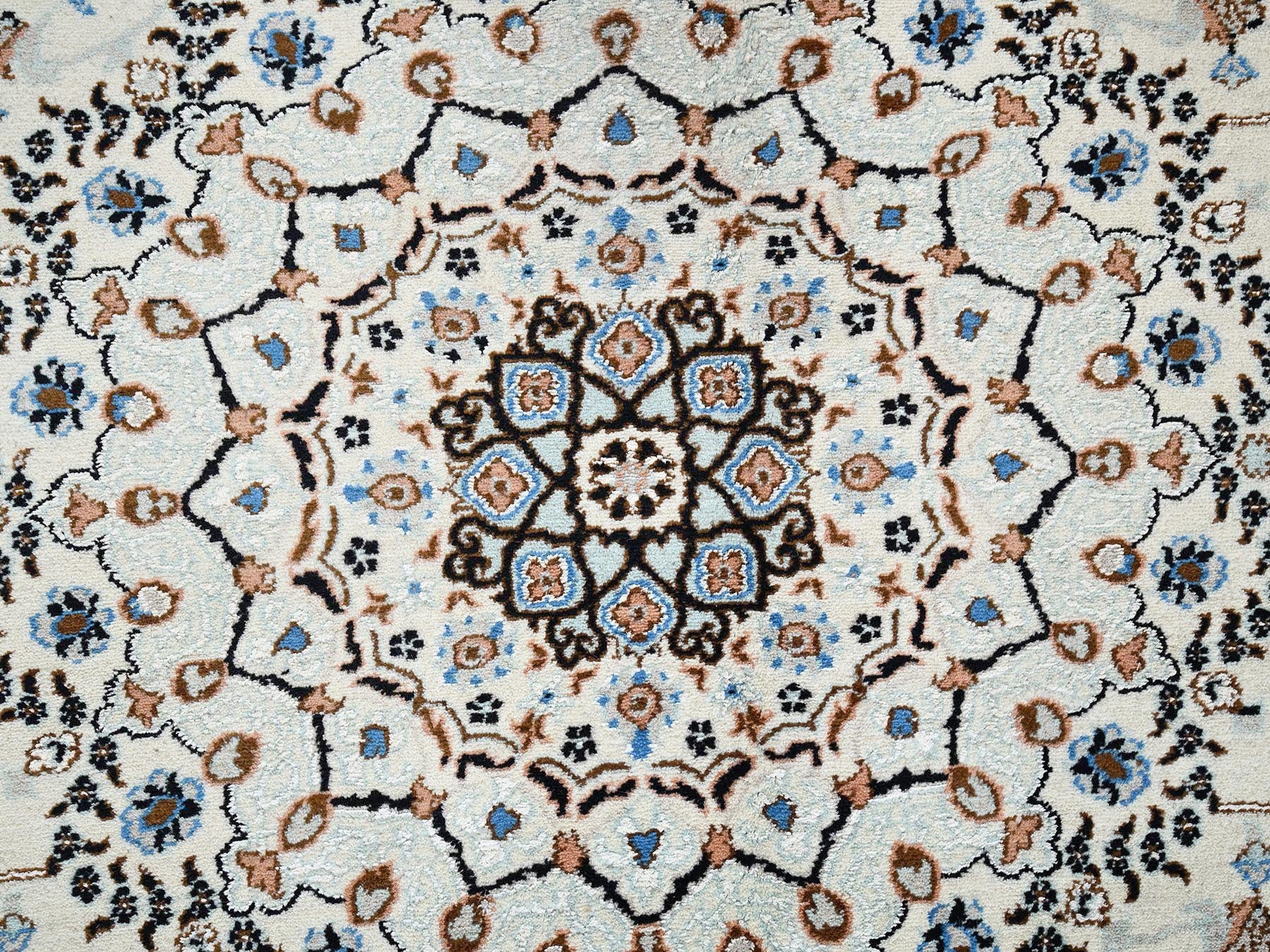 Nain Fine Oriental hand-knotted wool/silk rug in Ivory, 8' x 10'1" — SKU O02807 (view 9)