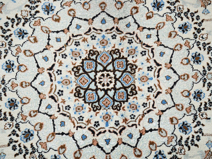 Nain Fine Oriental hand-knotted wool/silk rug in Ivory, 8' x 10'1" — SKU O02807 (view 9)