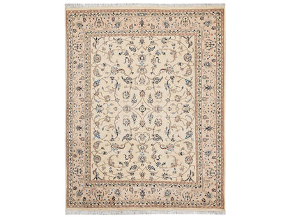 Ivory 8'0" x 10'1" Fine Oriental Hand knotted Wool/Silk Rug - Sku: O02808