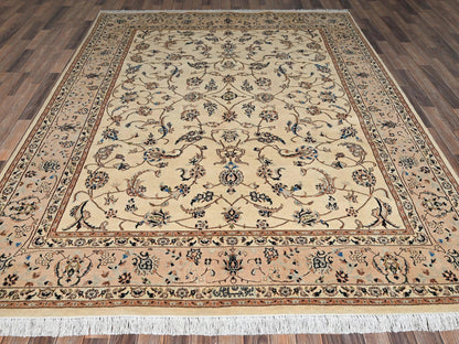 Ivory 8'0" x 10'1" Fine Oriental Hand knotted Wool/Silk Rug - Sku: O02808