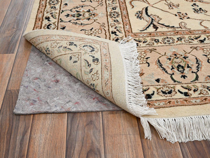 Nain Fine Oriental hand-knotted wool/silk rug in Ivory & Pink, 8' x 10'1" — SKU O02808 (view 3)