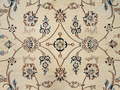 Nain Fine Oriental hand-knotted wool/silk rug in Ivory & Pink, 8' x 10'1" — SKU O02808 (view 7)