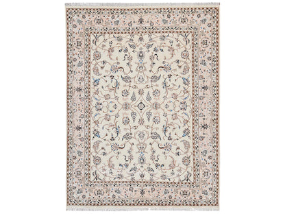 Ivory 8'0" x 10'3" Fine Oriental Hand knotted Wool/Silk Rug - Sku: O02809