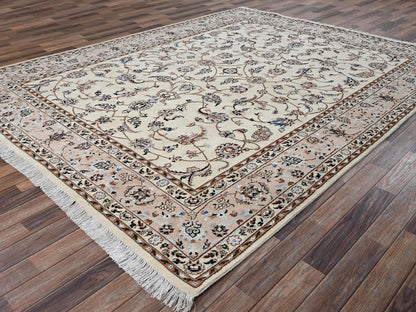 Nain Fine Oriental hand-knotted wool/silk rug in Ivory & Pink, 8' x 10'3" — SKU O02809 (view 3)