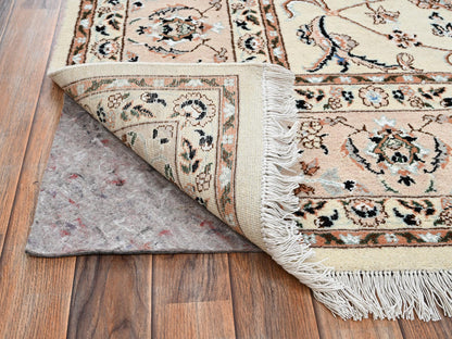 Nain Fine Oriental hand-knotted wool/silk rug in Ivory & Pink, 8' x 10'3" — SKU O02809 (view 5)