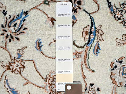 Nain Fine Oriental hand-knotted wool/silk rug in Ivory & Pink, 8' x 10'3" — SKU O02809 (view 8)