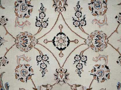 Nain Fine Oriental hand-knotted wool/silk rug in Ivory & Pink, 8' x 10'3" — SKU O02809 (view 9)