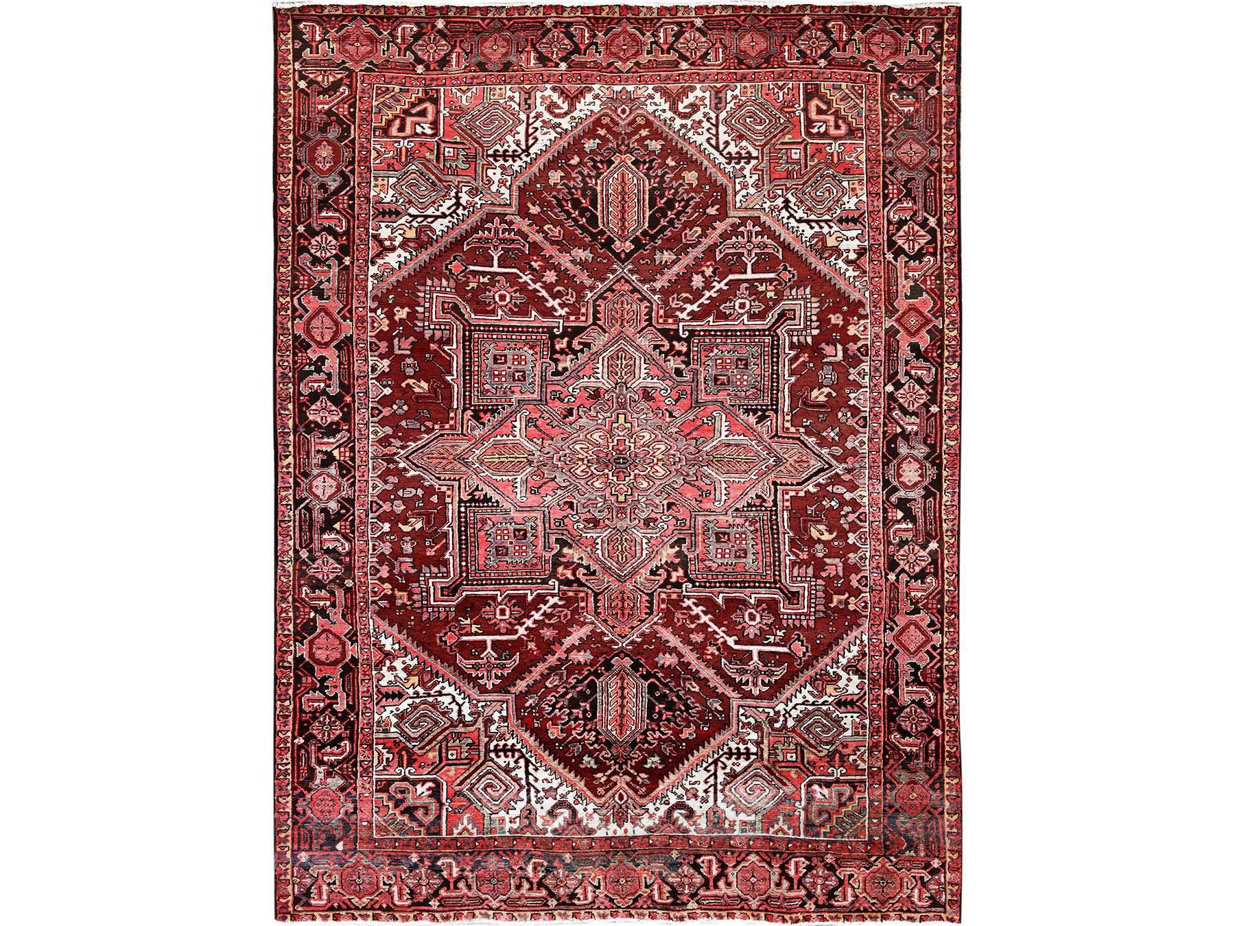 Red 7'10" x 10'6" Heriz Hand knotted Wool Rug - Sku: O0280