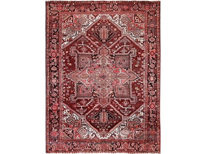 Red 7'10" x 10'6" Heriz Hand knotted Wool Rug - Sku: O0280