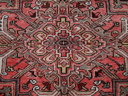 Red 7'10" x 10'6" Heriz Hand knotted Wool Rug - Sku: O0280