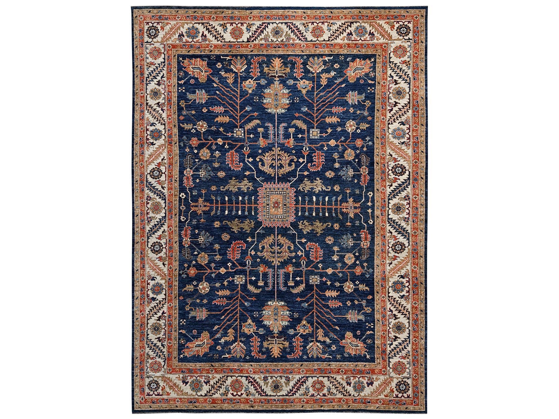 Blue 9'10" x 13'8" Heriz Hand knotted Wool Rug - Sku: O02810