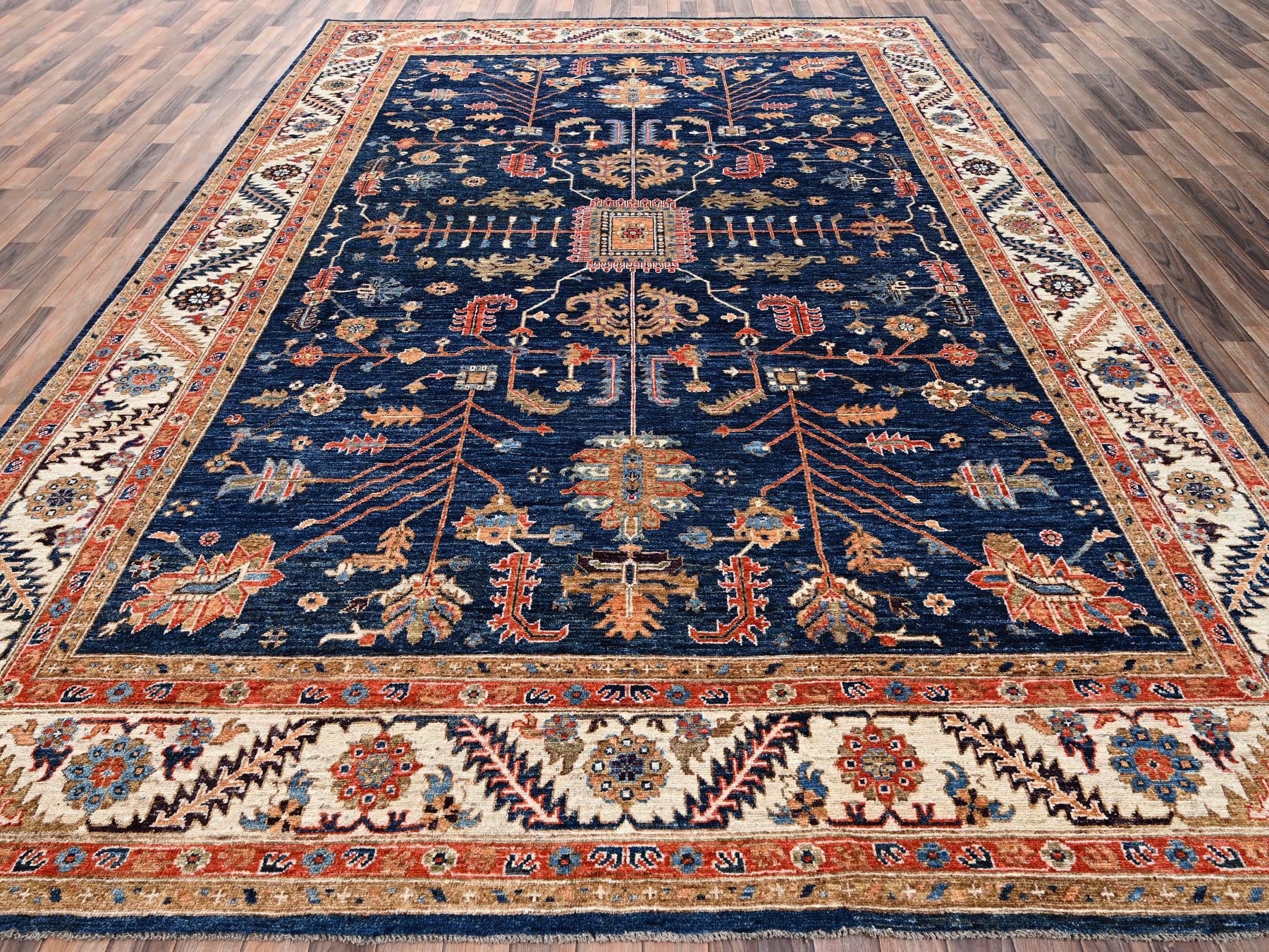 Blue 9'10" x 13'8" Heriz Hand knotted Wool Rug - Sku: O02810