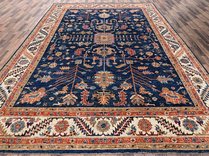 Blue 9'10" x 13'8" Heriz Hand knotted Wool Rug - Sku: O02810