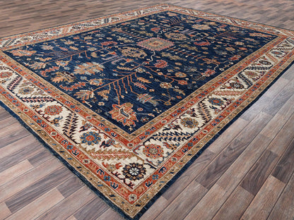 Blue 9'10" x 13'8" Heriz Hand knotted Wool Rug - Sku: O02810