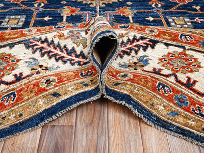 Blue 9'10" x 13'8" Heriz Hand knotted Wool Rug - Sku: O02810