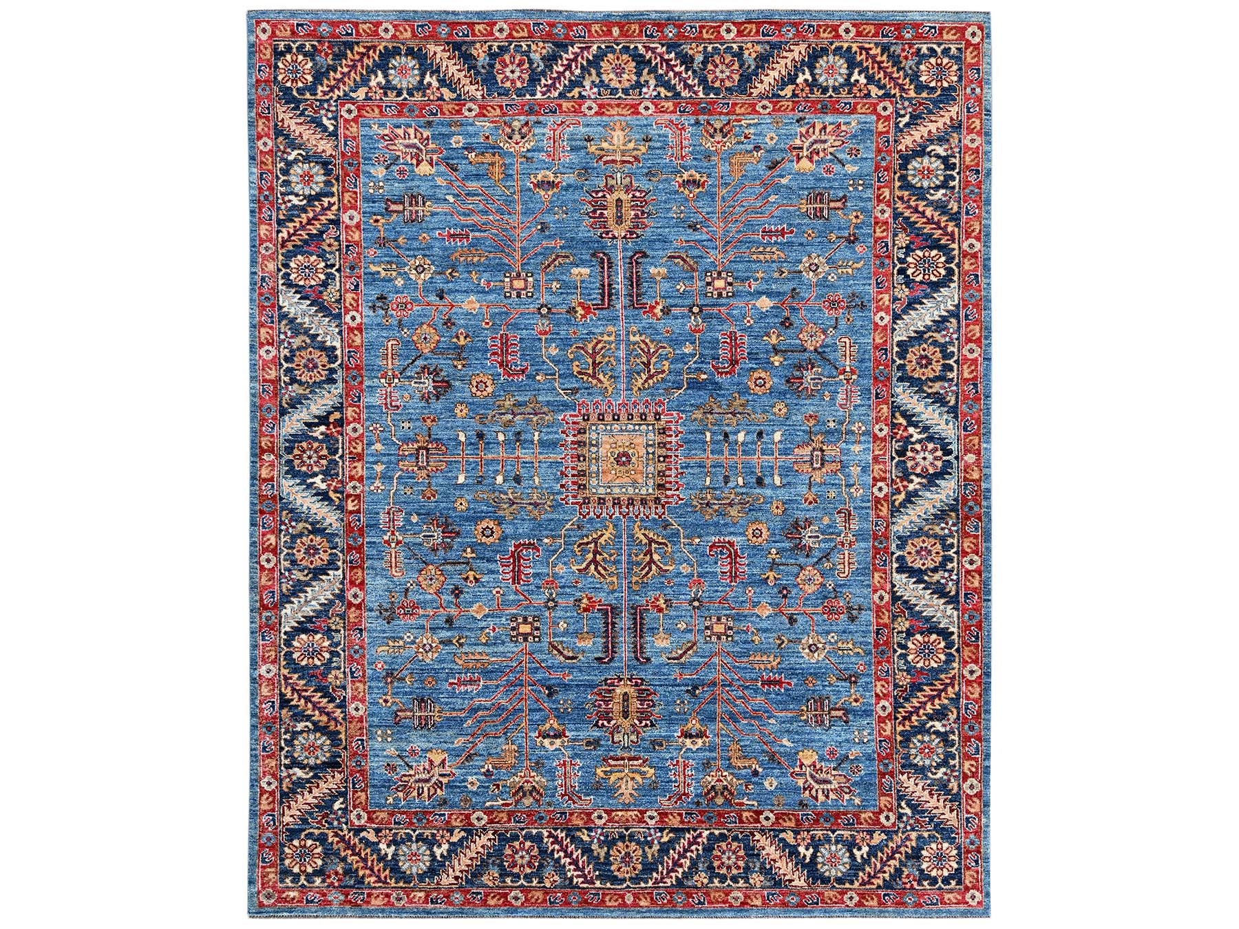 Blue 8'2" x 10'1" Heriz Hand knotted Wool Rug - Sku: O02811