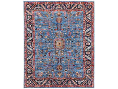 Blue 8'2" x 10'1" Heriz Hand knotted Wool Rug - Sku: O02811