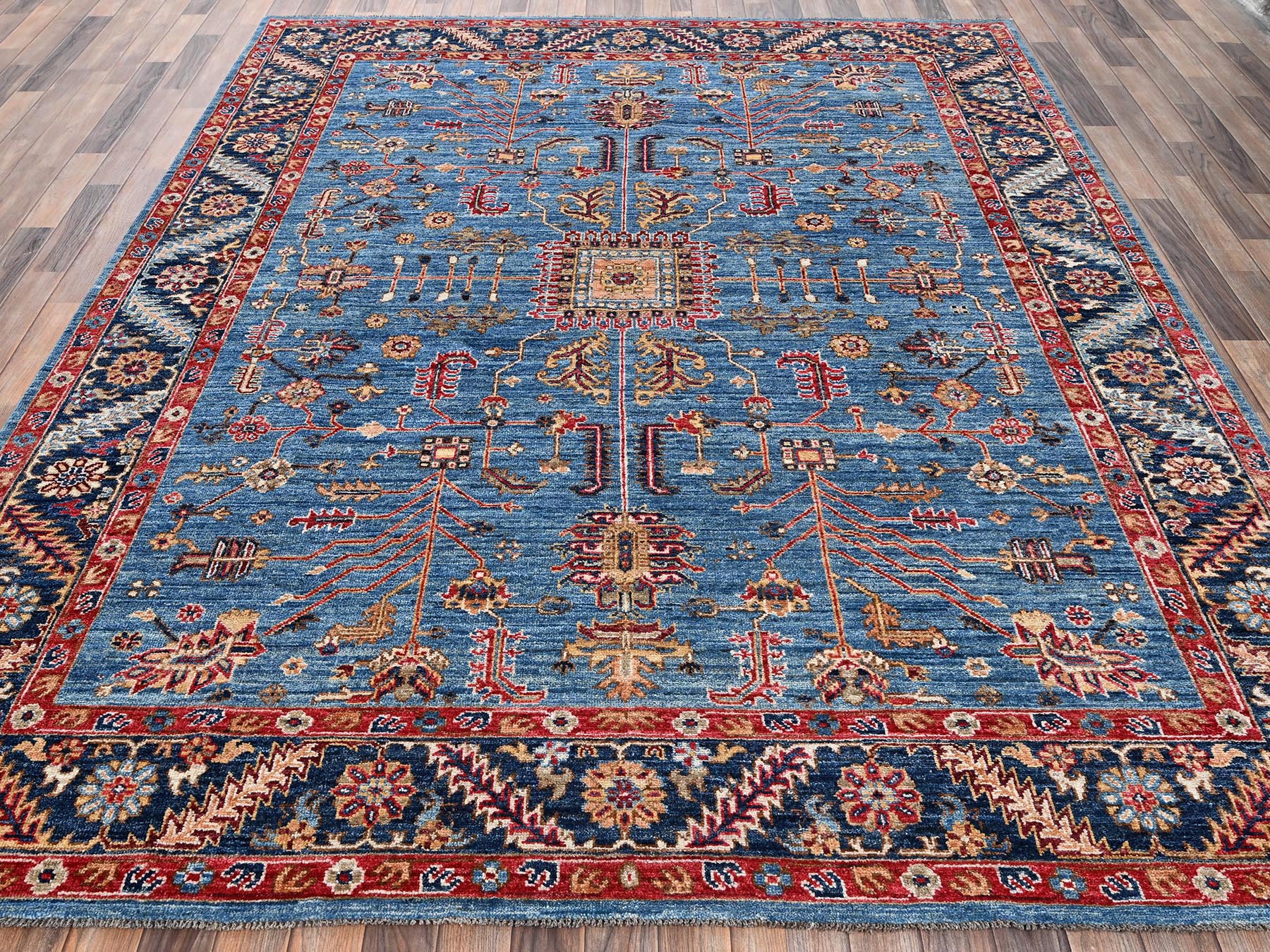 Blue 8'2" x 10'1" Heriz Hand knotted Wool Rug - Sku: O02811